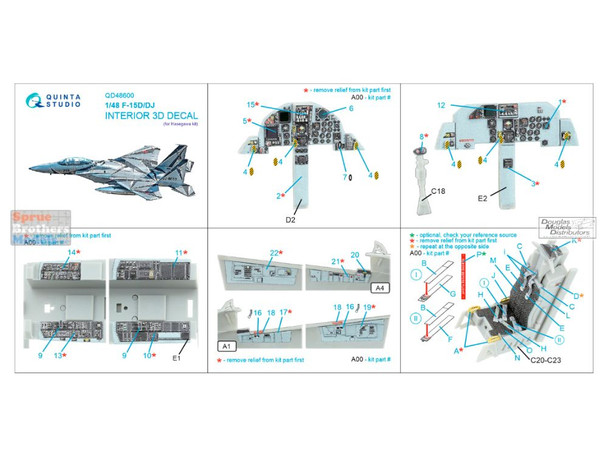 QTSQD48600 1:48 Quinta Studio 3D Decal - F-15D F-15DJ Eagle (HAS kit)