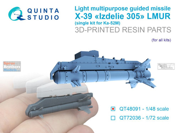 QTSQT48091 1:48 Quinta Studio Light Multi-Purpose Guided Missile X-39 'Product 305' LMUR Single-Pack Kit for Ka-52M