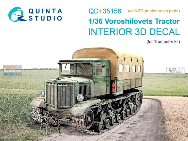 QTSQD35156R 1:35 Quinta Studio 3D Decal - Voroshilovets Tractor + Resin (TRP kit)