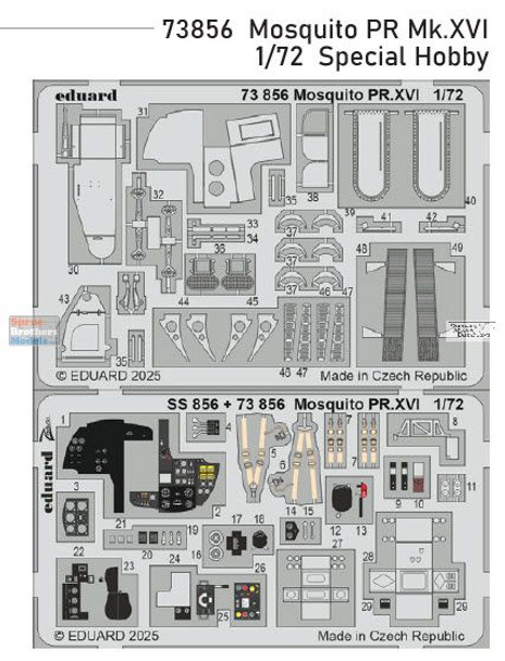 EDU73856 1:72 Eduard Color PE - Mosquito PR Mk.XVI Detail Set (SPH kit)