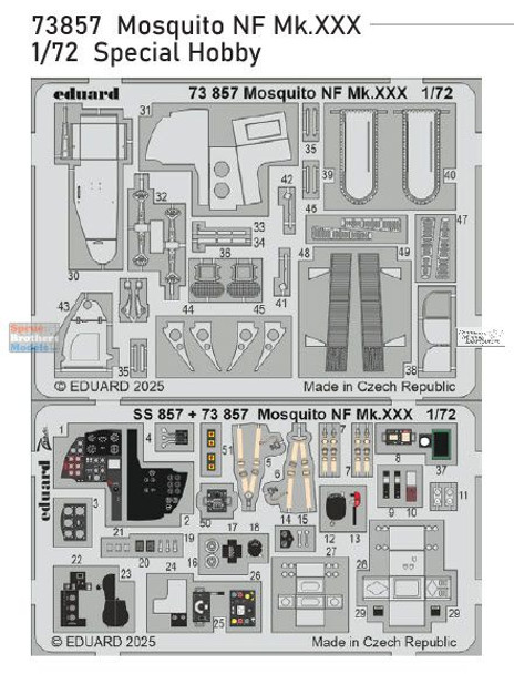 EDU73857 1:72 Eduard Color PE - Mosquito NF Mk.XXX Detail Set (SPH kit)