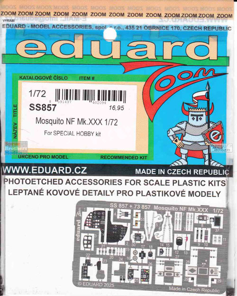 EDUSS857 1:72 Eduard Color Zoom PE - Mosquito NF Mk.XXX (SPH kit)
