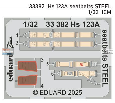 EDU33382 1:32 Eduard Color Zoom PE - Hs123A Seatbelts (ICM kit)