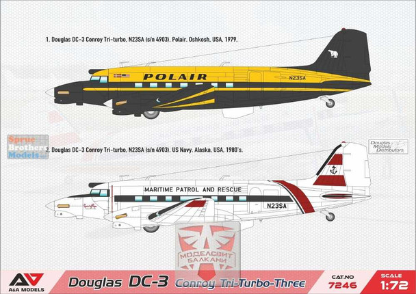MDVAAM72046 1:72 Modelsvit A&A Models Douglas DC-3 Conroy Tri-Turbo-Three
