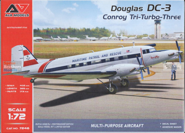 MDVAAM72046 1:72 Modelsvit A&A Models Douglas DC-3 Conroy Tri-Turbo-Three