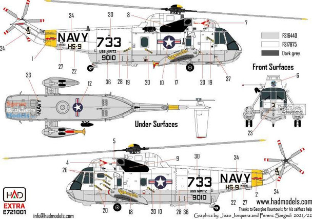HADE721001 1:72 HAD Models Decals - SH-3H Sea King HS-9 Sea Griffins in The Final Countdown