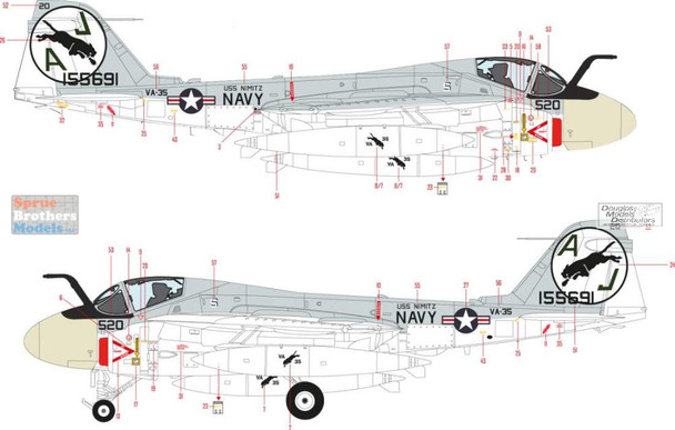 HADE481005 1:48 HAD Models Decals - A-6E KA-6D Intruder VA-35 Black Panthers in The Final Countdown