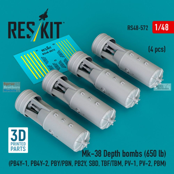 RESRS480572 1:48 ResKit Mk.38 (650lb) Depth Bomb Set