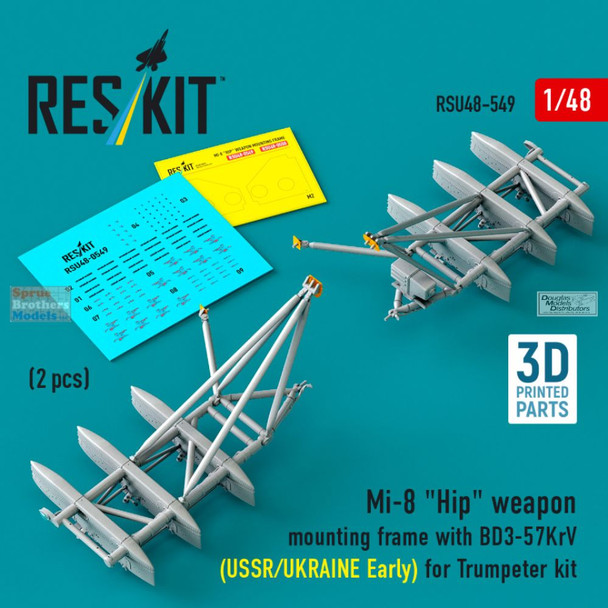 RESRSU480549U 1:48 ResKit Mi-8 Hip Weapon Mounting Frame with BD3-57KRV (TRP kit) [USSR/Ukraine Early]