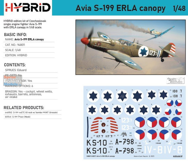 EDU948011 1:48 Eduard Avia S-199 Erla Canopy [Hybrid]