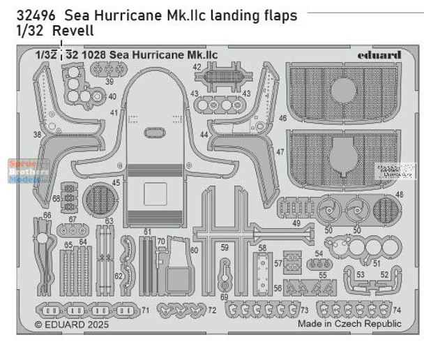 EDU32496 1:32 Eduard PE - Sea Hurricane Mk.IIc Landing Flaps (REV kit)