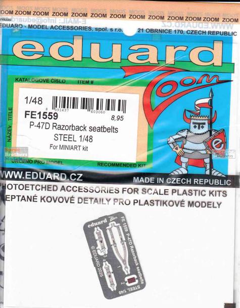 EDUFE1559 1:48 Eduard Color Zoom PE - P-47D Thunderbolt Razorback Seatbelts (MIA kit)