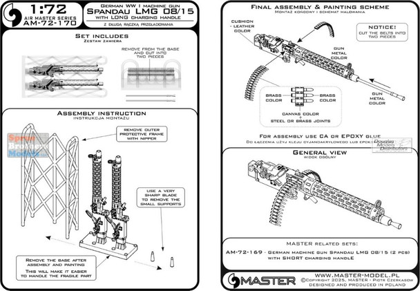 MASAM72170 1:72 Master Model Spandau LMG 08/15 with Long Charging Handle