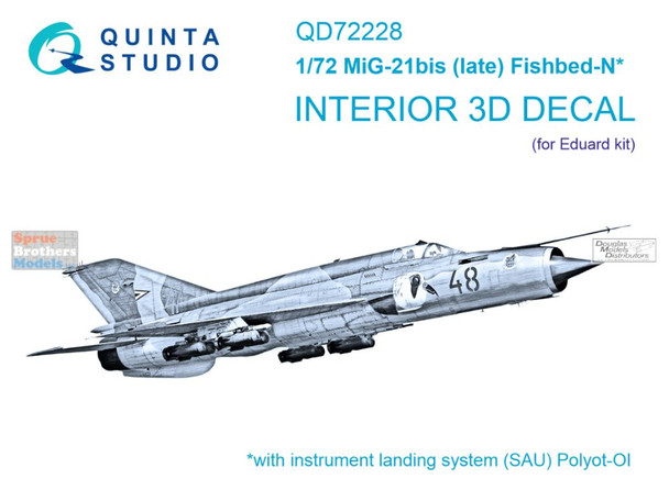 QTSQD72228 1:72 Quinta Studio 3D Decal - MiG-21bis Fishbed Late (EDU kit)