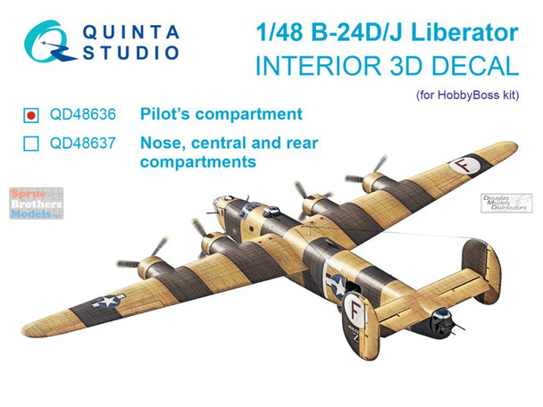 QTSQD48636 1:48 Quinta Studio 3D Decal - B-24D B-24J Liberator Pilot Compartment (HBS kit)