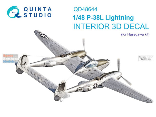 QTSQD48644 1:48 Quinta Studio 3D Decal - P-38L Lightning (HAS kit)