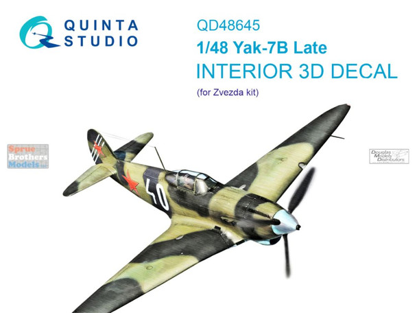QTSQD48645 1:48 Quinta Studio 3D Decal - Yak-7B Late (ZVE kit)