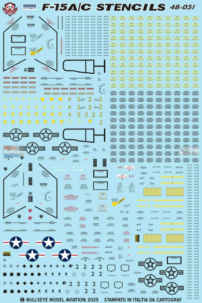 BMA48051 1:48 Bullseye Model Aviation Decals - F-15A F-15C Eagle Stencils