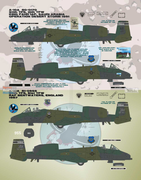 BMA48054 1:48 Bullseye Model Aviation Decals - A-10A Thunderbolt II 'Big Ass Warthog Sheet'
