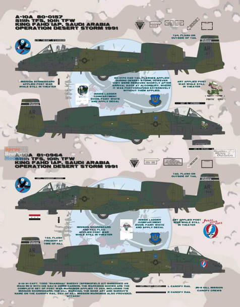 BMA48054 1:48 Bullseye Model Aviation Decals - A-10A Thunderbolt II 'Big Ass Warthog Sheet'