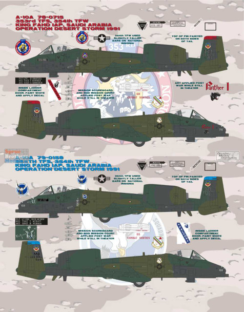 BMA48054 1:48 Bullseye Model Aviation Decals - A-10A Thunderbolt II 'Big Ass Warthog Sheet'