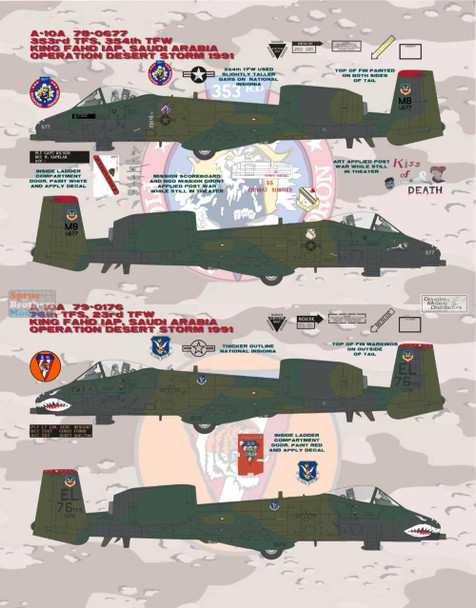 BMA48054 1:48 Bullseye Model Aviation Decals - A-10A Thunderbolt II 'Big Ass Warthog Sheet'