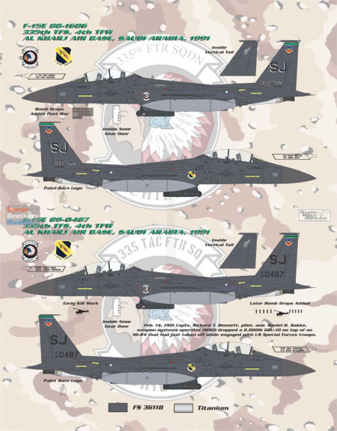 BMA48053 1:48 Bullseye Model Aviation Decals - F-15E 'Desert Storm Strike Eagles'