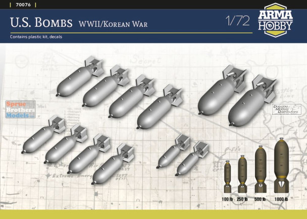 ARM70076 1:72 Arma Hobby US Bombs Set WW2/Korean War