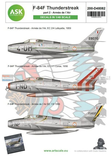 ASKD48082 1:48 ASK/Art Scale Decals - F-84F Thunderstreak Part 2 - French & Belgian Air Force