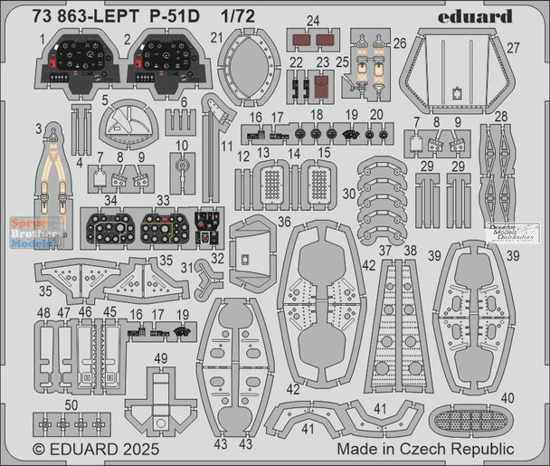 EDU73863 1:72 Eduard Color PE - P-51D Mustang Detail Set (ARM kit)