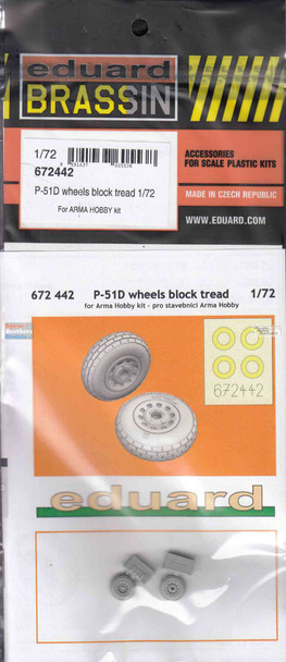 EDU672442 1:72 Eduard Brassin P-51D Mustang Wheels Block Tread (ARM kit)