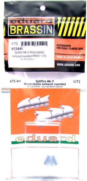 EDU672441 1:72 Eduard Brassin Spitfire Mk.V Three-Stacks Exhaust Rounded (EDU kit)