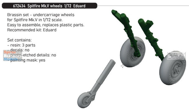 EDU672434 1:72 Eduard Brassin Spitfire Mk.V Wheels (EDU kit)