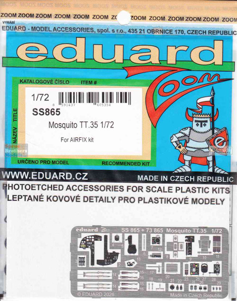 EDUSS865 1:72 Eduard Color Zoom PE - Mosquito TT.35 (AFX kit)