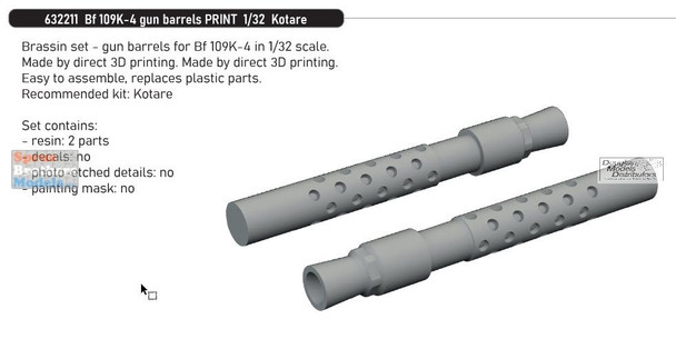 EDU632211 1:32 Eduard Brassin Bf109K-4 Gun Barrels (KOT kit)