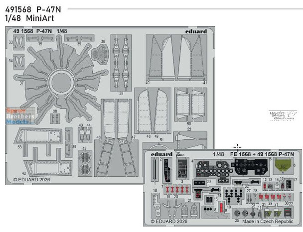 EDU491568 1:48 Eduard Color PE - P-47N Thunderbolt Detail Set (MIA kit)