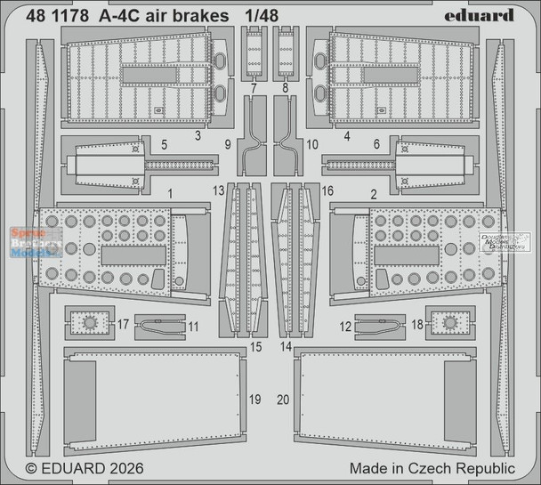 EDU481178 1:48 Eduard PE - A-4C Skyhawk Air Brakes (HBS kit)
