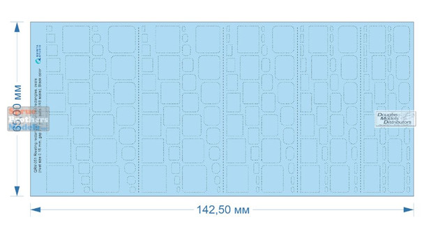 QTSQRV051 Quinta Studio 3D Decal - 1:48 Riveting Rectangles, Rounded Rectangles & Ovals (black) [0.15mm / gap 0.6mm]