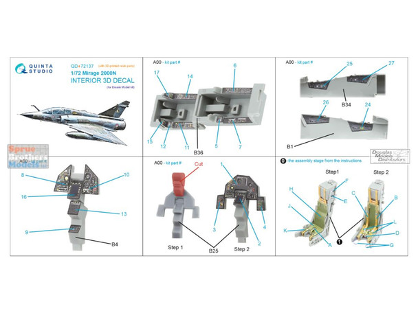 QTSQD72137R 1:72 Quinta Studio 3D Decal - Mirage 2000N + Resin (DRM kit)