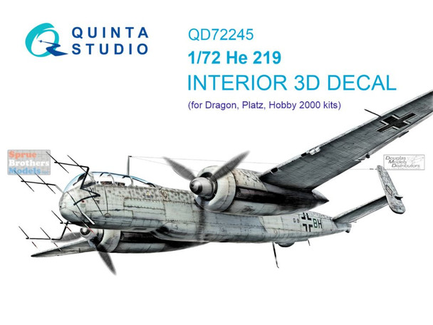 QTSQD72245 1:72 Quinta Studio 3D Decal - He219 (DRA/PLA/H2K kit)