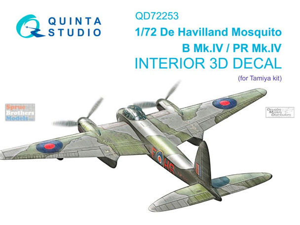 QTSQD72253 1:72 Quinta Studio 3D Decal - Mosquito B Mk.IV / PR Mk.IV (TAM kit)