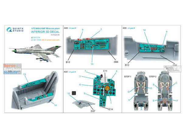 QTSQD72256 1:72 Quinta Studio 3D Decal - MiG-21MF Fishbed [Moscow Plant] (EDU kit)