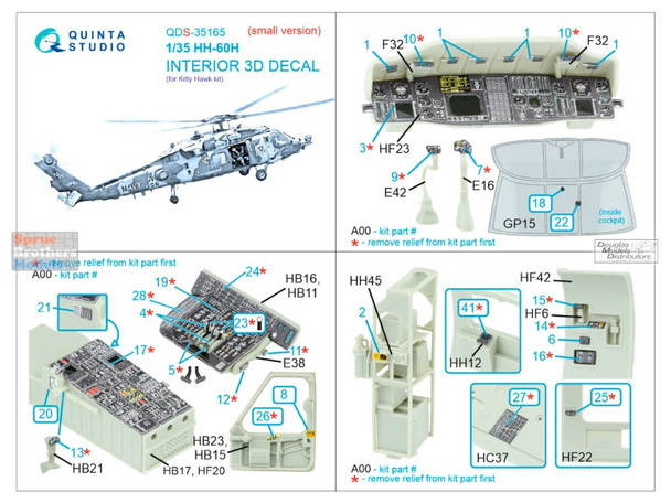 QTSQDS35165 1:35 Quinta Studio 3D Decal - HH-60H Rescue Hawk (ZIM/KTH kit) Small Version