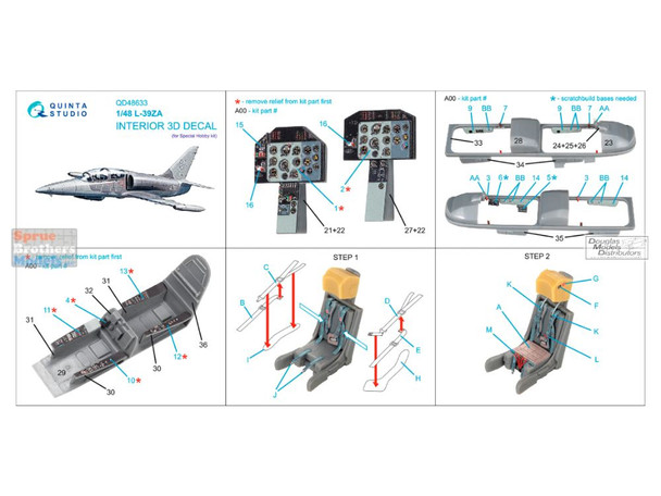 QTSQD48633 1:48 Quinta Studio 3D Decal - L-39ZA Albatros (SPH kit)