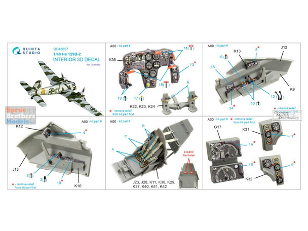QTSQD48657 1:48 Quinta Studio 3D Decal - Hs129B-2 (TAK kit)
