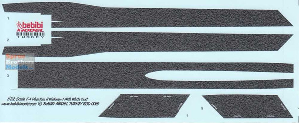 BBBB3D0069 1:32 Babibi Model 3D Decals F-4 Phantom II Walkway Version 1 with White Text