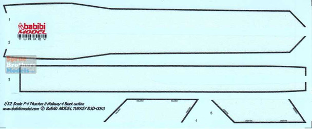 BBBB3D0093 1:32 Babibi Model 3D Decals F-4 Phantom II Walkway Version 4 Black Outline