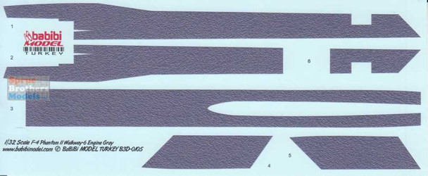 BBBB3D0105 1:32 Babibi Model 3D Decals F-4 Phantom II Walkway Version 6 Engine Gray