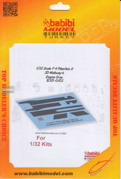 BBBB3D0105 1:32 Babibi Model 3D Decals F-4 Phantom II Walkway Version 6 Engine Gray