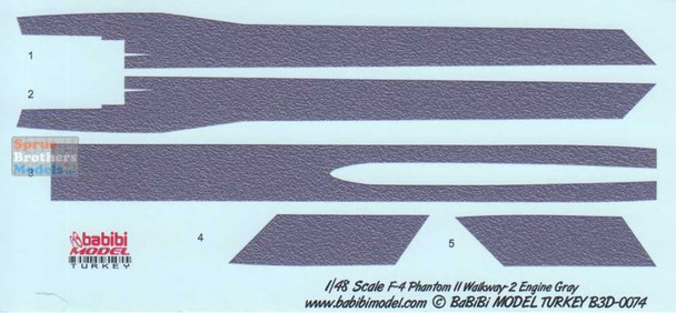 BBBB3D0074 1:48 Babibi Model 3D Detail Set - F-4 Phantom II Walkways Version 2 Engine Gray
